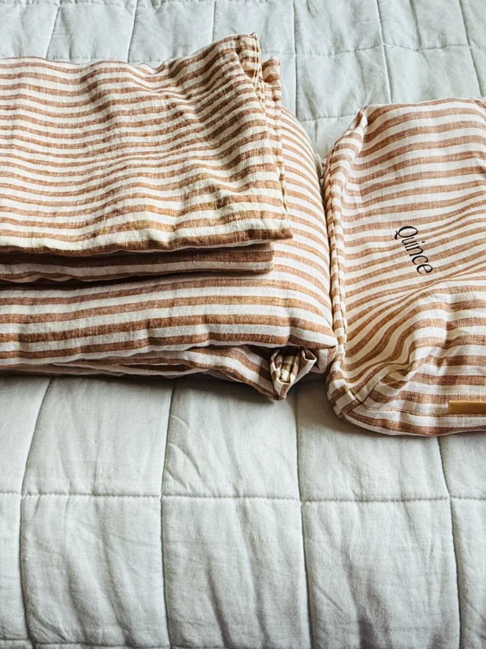 Quince European Linen Duvet Cover Set Full/Queen – Striped – NWOT